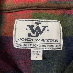 John Wayne Plaid Snap Collar Pullover Shirt Men’s Size L Red Green Blue Classic