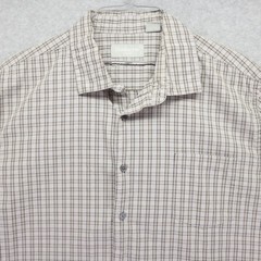 Claiborne Shirt Mens 2XL XXL Slim Fit Stretch Pocket Button Plaid Short Sleeve