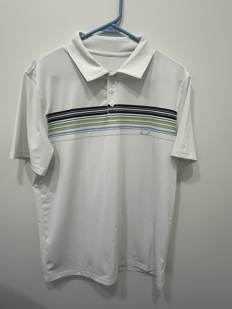 The Normal Brand Polo Performance Men’s Medium White Stripe Short Sleeve Golf