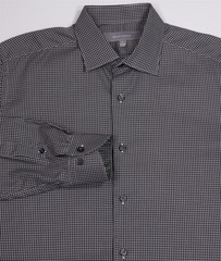 Neiman Marcus Black Gray Check Cotton Button-Up Shirt Men’s Large
