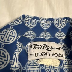 Vintage Tori Richard Hawaiian Shirt Medium Liberty House Blue Asian Theme Circle