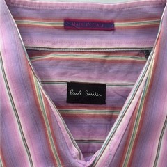 Paul Smith Mens Purple Striped Button Down Shirt Made in Italy XL Long Sleeve