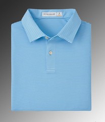 Peter Millar Featherweight Stripe Performance Polo Seaport Blue Men Size X Large