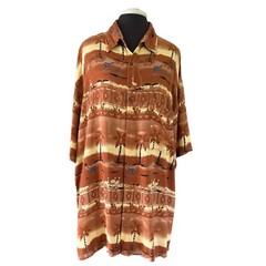Button Down Shirt Men’s XL African Print Safari Giraffe Palm Tree Hawaiian Style