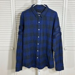 Mostly Heard Rarely Seen Checkered Flannel 100% Cotton Shirt Blue and Black 2XL