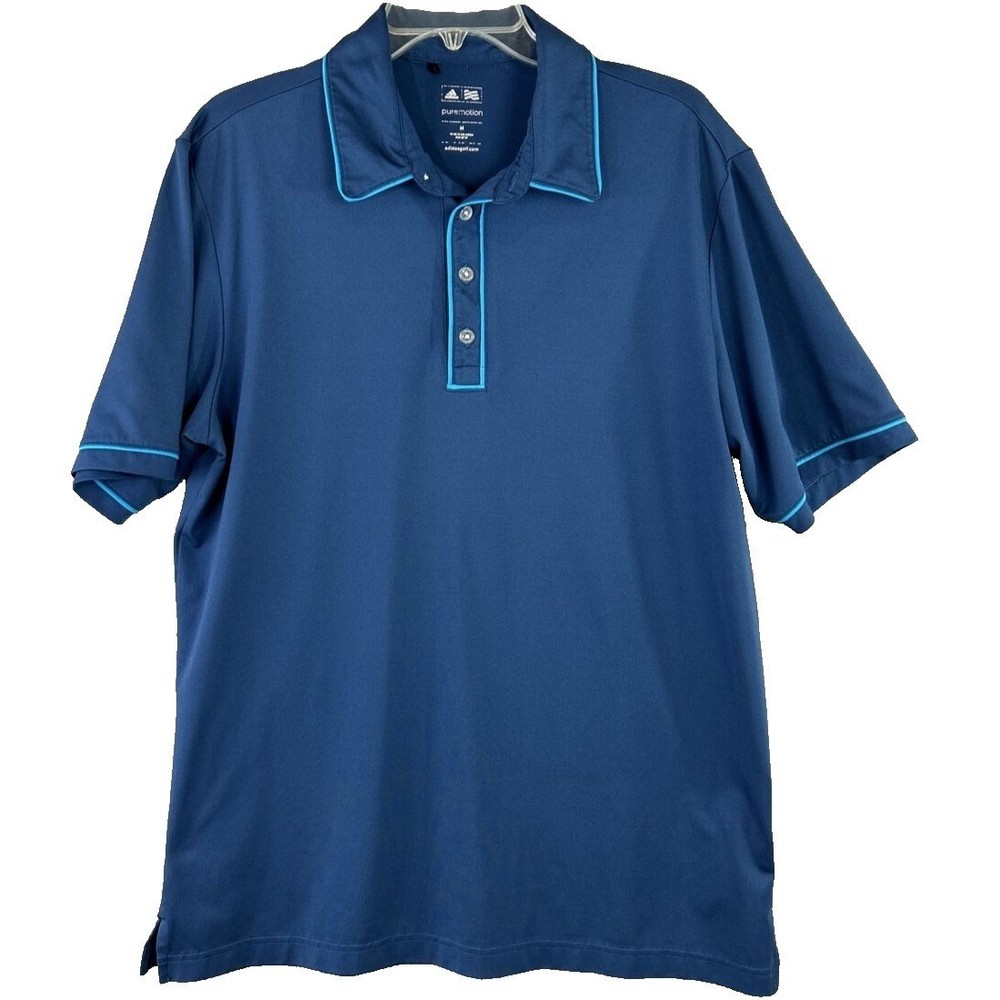 Adidas Medium Golf Pure Motion Blue Shirt Dry Fit Polo Preppy Athletic Outdoors