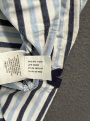 Johnnie-O Hangin Out Polo Shirt Mens L Blue White Striped Pocket Performance