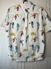 Chubies Cotton blend button down Tropical parrot print L