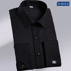 Mens Dress Shirts Luxury Business Formal French Cuff Shirts With Cufflinks Tops