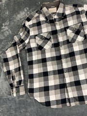 Weatherproof Vintage Mens Black & Gray Buffalo Plaid Flannel Button-Up Shirt L