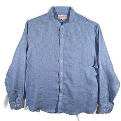 Inserch Collezione Uomo Shirt Mens 2XL Blue 100% Linen Button Up Long Sleeve
