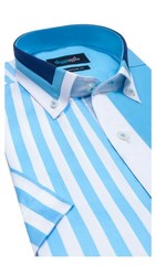 Sky Blue Dual-Face Trinity Split-Collar Shirt