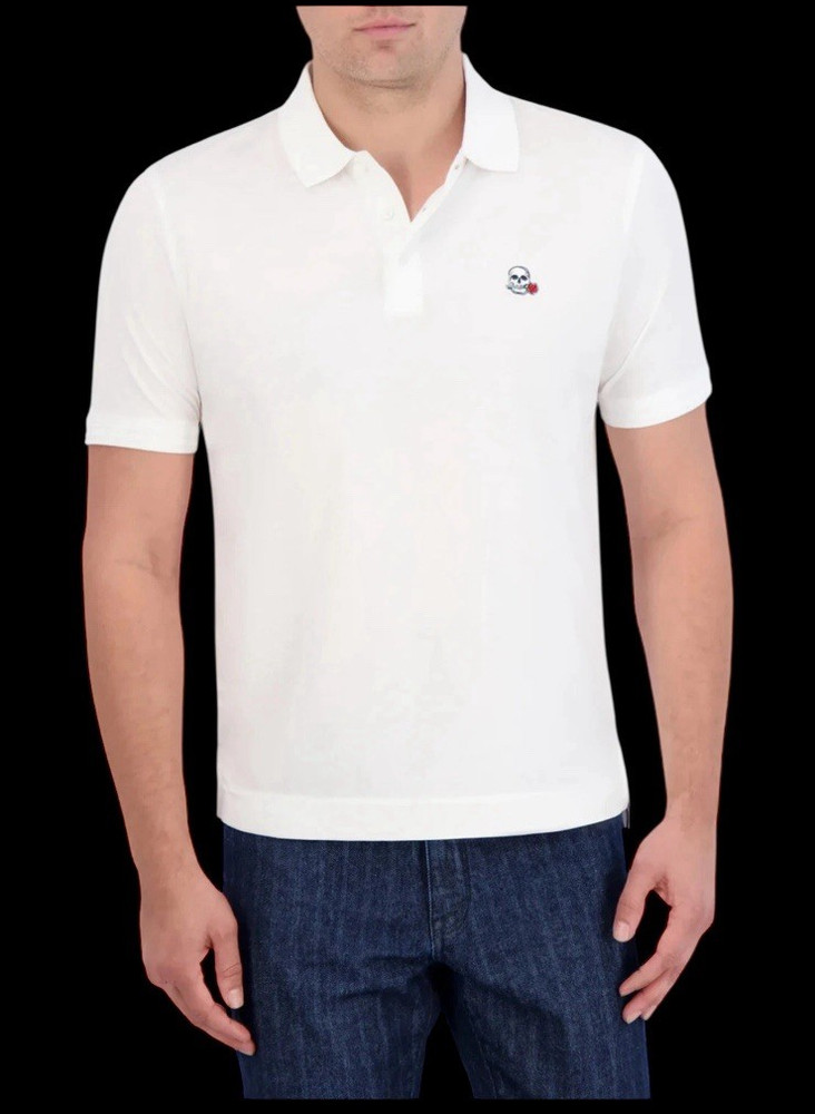 Robert Graham Geometric Solid White Skull Heads Short Sleeve Polo Shirt 2XL