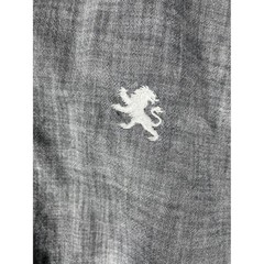 Express Mens Gray Chambray Cotton Button Down Shirt Lion Logo Long Sleeve Size M