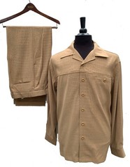 BAZZI 97% Polyester 3% Spandex Long Sleeve Two-Piece Casual Set Shirt and Pant