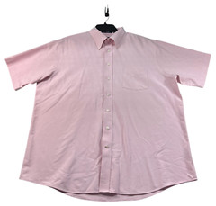 Stafford Essentials Button Down Shirt Mens Size 17.5 Pink Short Sleeve Pocket