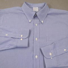 Brooks Brothers Dress Shirt Mens XL Blue Micro Check Houndstooth Regent Supima