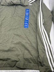 Adidas Classic 3-Stripes Pullover Long Sleeve Tee With Hood Men’s Large Green