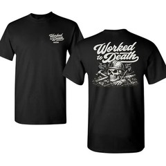 Worked To Death Construction Skull T-Shirt, Blue Collar Worker Graphic Tee