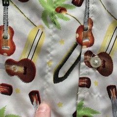 One Resolution Clothing Button Down Shirt Mens Small White Ukulele Palm Tree S/S