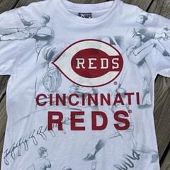 Vtg Cincinnati Reds MLB All Over Print T Shirt Lee Sport Size Large USA Made