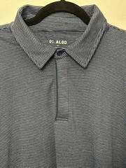 01. Algo Performance Quick Dry Short Sleeve Blue Gray Stripe Polo Size XXL