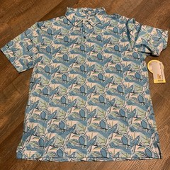NEW Nicklaus Eco Choice Performance SPF 40 Mens L Golf Shirt Polo Birds StayDri