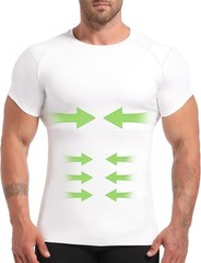 Mens Compression Undershirt Slimming Body Shaper Tummy Control Back Support