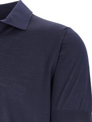 Fendi Roma FF Logo Patch Navy Wool Knit Polo Shirt Men’s IT 50 Made in Italy