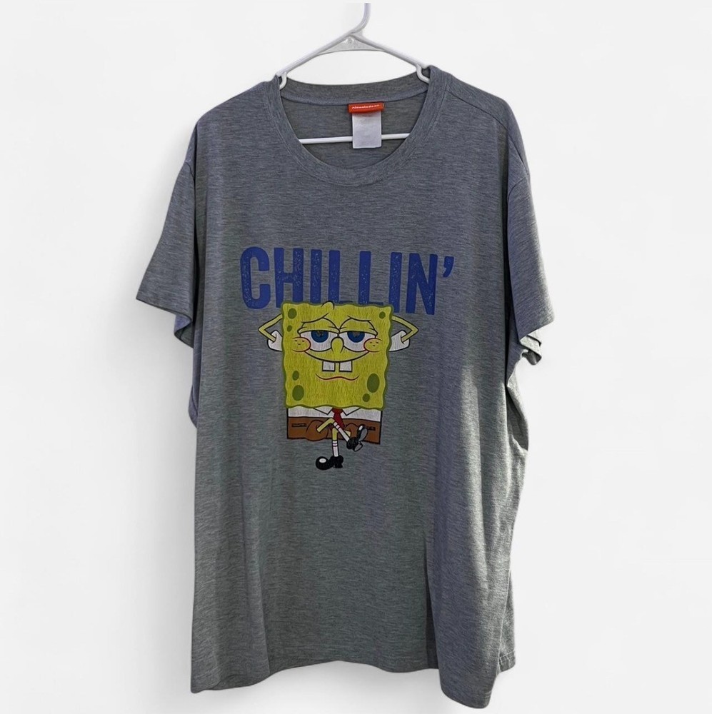 Nickelodeon SpongeBob SquarePants Chillin T-Shirt XXL Used Gray