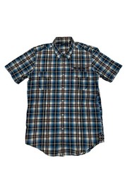 7 Diamonds Button Up Short Sleeve Plaid Collared Shirt Mens Size Medium GUC 👕