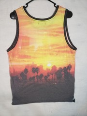 OCEAN CURRENT Tank Top Mens M Palm Trees Sunset Summer Beach R310
