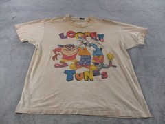 Vintage Looney Tunes Shirt Mens XL Tan Taz Bugs Tweety Cartoon Graphic 90s