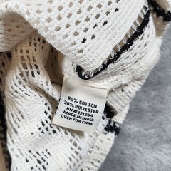 Morse Code Open Crochet Button Shirt Large Striped Nautical Preppy Coastal Airy