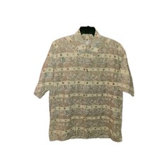 Vintage Pierre Cardin Hawaiian Button Up Shirt Neutral Color Men’s Size Large