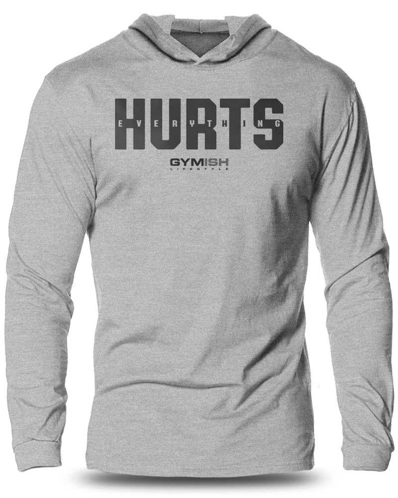 005-Everything Hurts Lightweight Long Sleeve Hooded T-shirt for Men