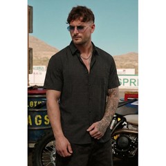 Gentlemen’s Outfitters Men’s 2X Black White Polka Dot Short Sleeve Button Up