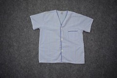 Jockey Pajama Medium White Blue Stripes Chiffon Sleepwear Button Up Shirt Men