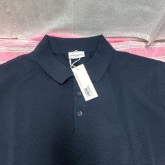 John Henric Men Navy Solid Cotton Knit Textured Polo SS Size M🌊