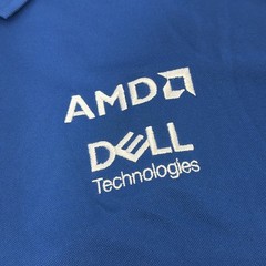 Nike Golf Polo Shirt Mens XL Blue Move To Zero – Stretch – AMD Dell Logo Swoosh