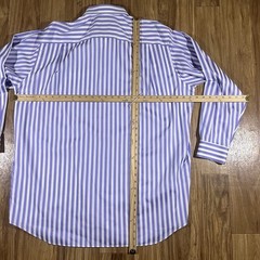 Paul Fredrick Dress Shirt Mens 18 x 35 Purple Stripe Classic Long Sleeve Cotton