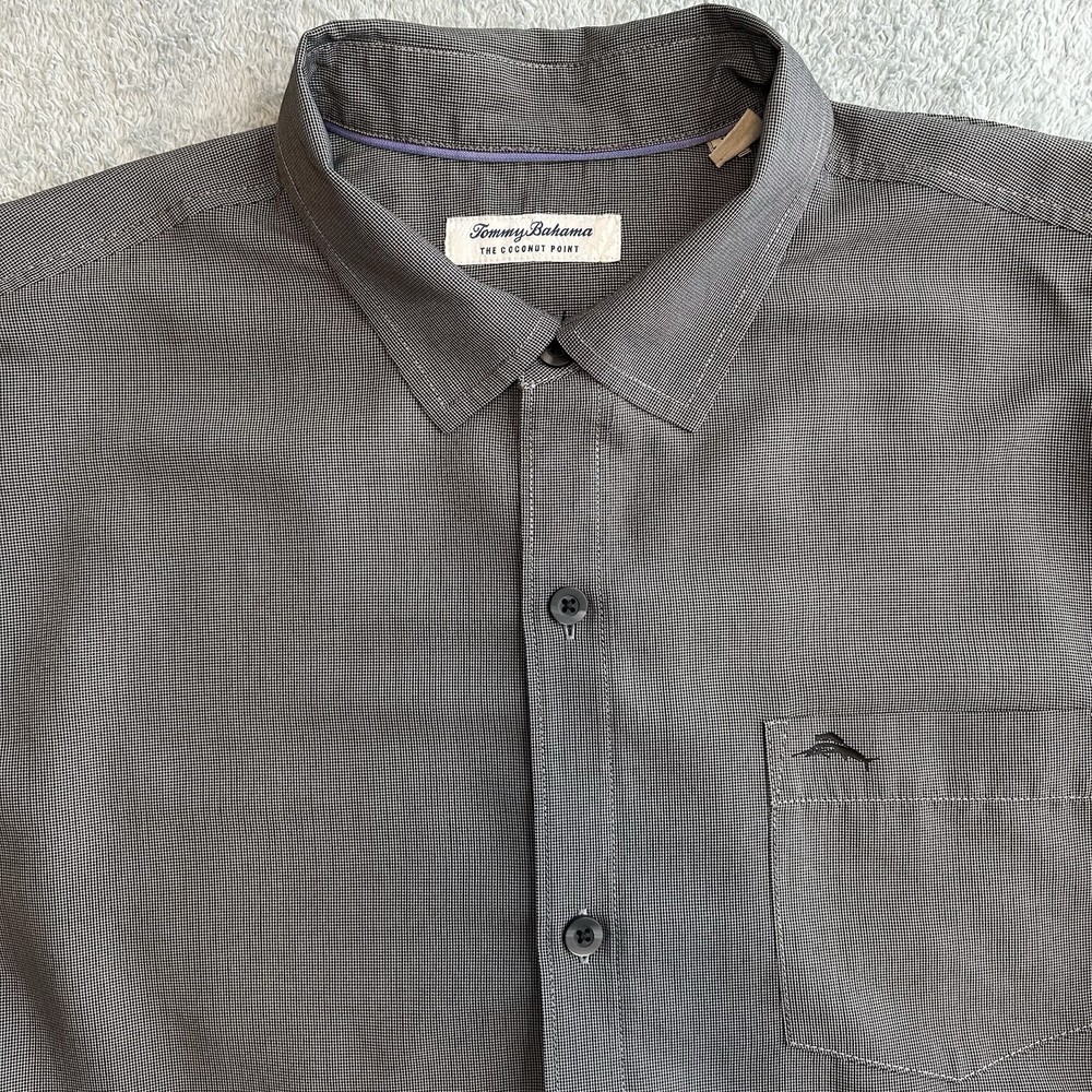 Tommy Bahama Men’s Gray Short Sleeve Button-up The Coconut Point Shirt Size XL T