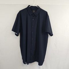 BYLT Riviera Men’s Geometric Print Button Down Shirt Navy Blue 2XL