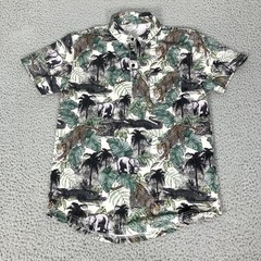 BYLT Polo Shirt Mens Small Jungle Animal Print Stretch Short Sleeve Casual
