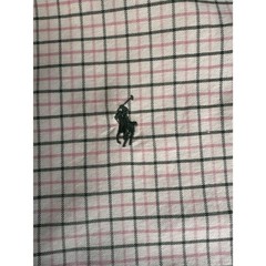 Ralph Lauren Custom Fit Button Down Size M 100% Cotton Pink/Green/Cream