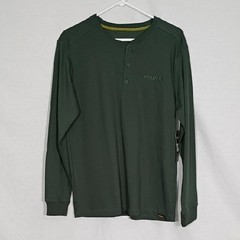 NWT Stanley Deep Forest Green Long Sleeve HW Henley Mens Size Medium Work