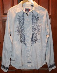 Men Size M Christopher Wicks Embroidered Button Shirt English Laundry White Blue
