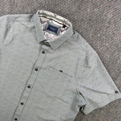 7Diamonds Painted Memory Men Large Gray 4-Way Stretch Button Up Golf Work Shirt