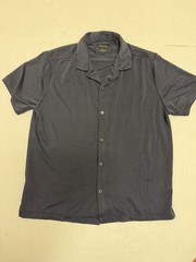 Porter & Ash dark blue button up ss modal blend shirt, men’s large