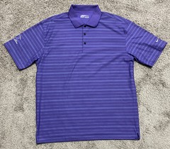 NIKE GOLF FIT DRY ACTIVEWEAR PERFORMANCE CASUAL STRIPE POLO SHIRT PURPLE MEN XL
